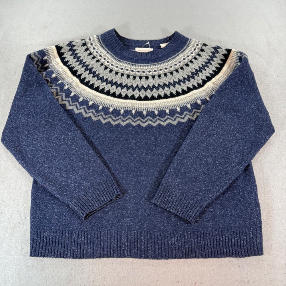 Weatherproof Vintage Fair Isle Sweater Womens M Blue‎ Crewneck Knit